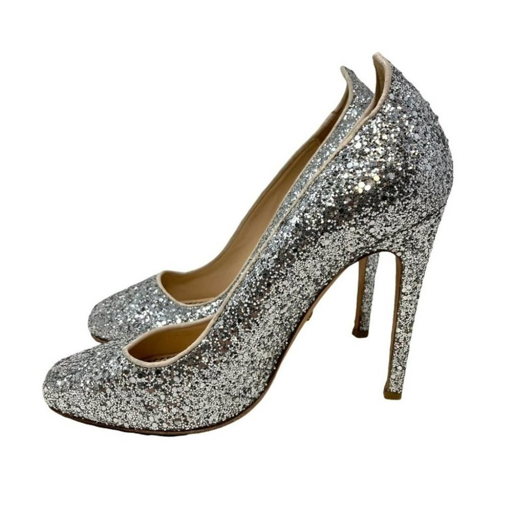 Jerome C. Rousseau Silver Glitter Pumps - Size 7 - Picture 4 of 12